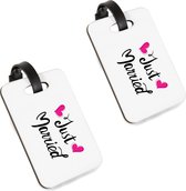 2x Étiquette de bagage Hopitrix colorée pour Valises – Just Married - Cadeau de mariage - Cadeau de mariage - Cadeau d'anniversaire