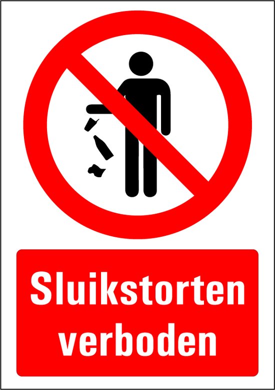 Panneau d'interdiction de décharge illégale - plastique 210 x 297 mm