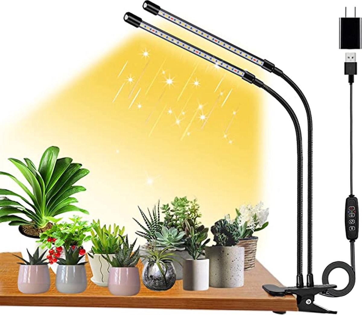 COKOLILA Plantenlamp met standaard voor kamerplanten, in hoogte verstelbaar, volledig spectrum, plantenlamp met timer van 3/9/12 uur, 10 helderheid, 3 lichtmodi, ideaal voor kleine planten (geen COKOLILA Plantenlamp met standaard voor kamerplanten, in hoogte verstelbaar, volledig spectrum, plantenlamp met timer van 3/9/12 uur, 10 helderheid, 3 lichtmodi, ideaal voor kleine planten (geen