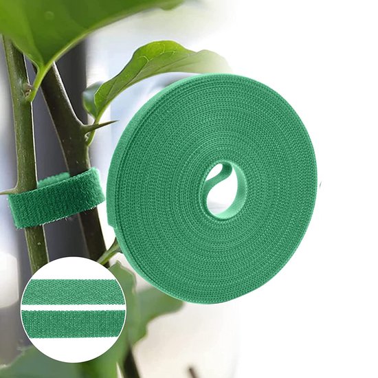Foto: Klittenband plantenbinders 10mm x 5 meter set van 2 stuks plantensteun plantenbinder plantenstok binddraad plantenclips plantenklemmen plantenbinders plantenringen plant klittenband planten