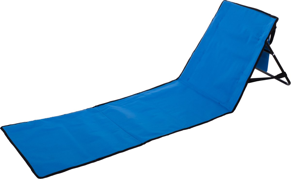 Strandmat met Rugleuning en Opbergvak Ligbed - Strandstoel - Opvouwbaar - Inklapbaar - Draagbaar - Tas - Blauw — cadeau in Sport & Outdoor - foto 7