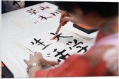 Acrylglas - Tekening van Chinese Tekens op Wit Papier - 75x50 cm Foto op Acrylglas (Wanddecoratie op Acrylaat)