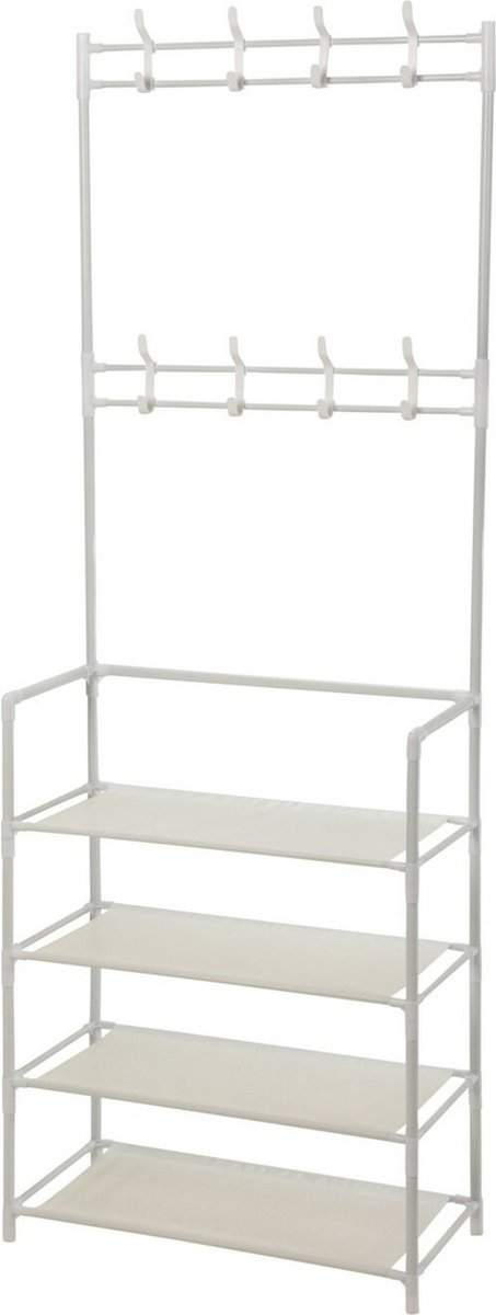 Storage Solutions - Kledingrek met 4 Schappen 60x26x155 cm - Wit