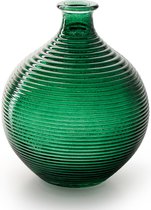 Jodeco Bloemenvaas/flesvaas - groen - bolvorm met ribbel - D16 x H20 cm