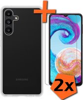 Hoesje Geschikt voor Samsung A04s Hoesje Siliconen Cover Case Met 2x Screenprotector - Hoes Geschikt voor Samsung Galaxy A04s Hoes Back Case - Transparant