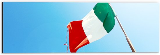 Dibond - Italiaanse Vlag op Stok - 60x20 cm Foto op Aluminium (Wanddecoratie van metaal)