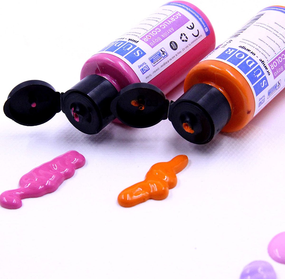 Acrylverfset voor kinderen en volwassenen | Universele verf voor hout, steen, canvas, polyester, papier, gips, stof, leer, metaal | Acrylverfset (6 x 40 ml medium tinten) — afbeelding 3