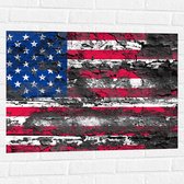 Muursticker - Modder op Amerikaanse Vlag - 80x60 cm Foto op Muursticker