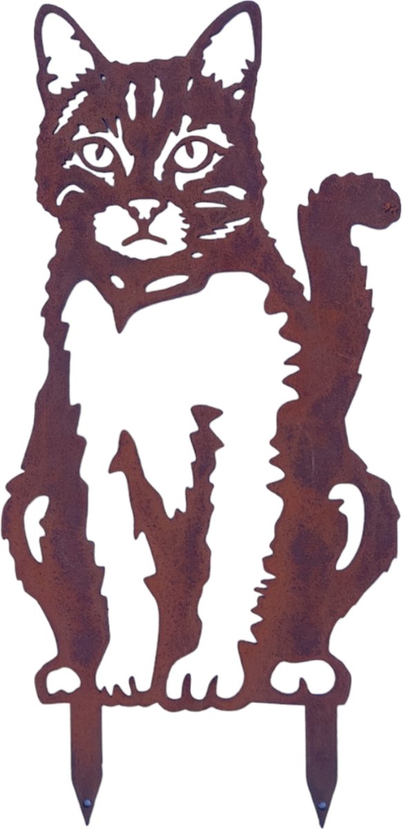 Metalendier -Tuinbeeld - Kat - Poes - Cortenstaal - 40 x 23 - NL Fabrikaat