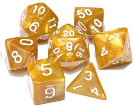 EPIN | Set de 7 pièces | Polydice | Polyédrique | Dés | Donjons et Dragons | JAUNE