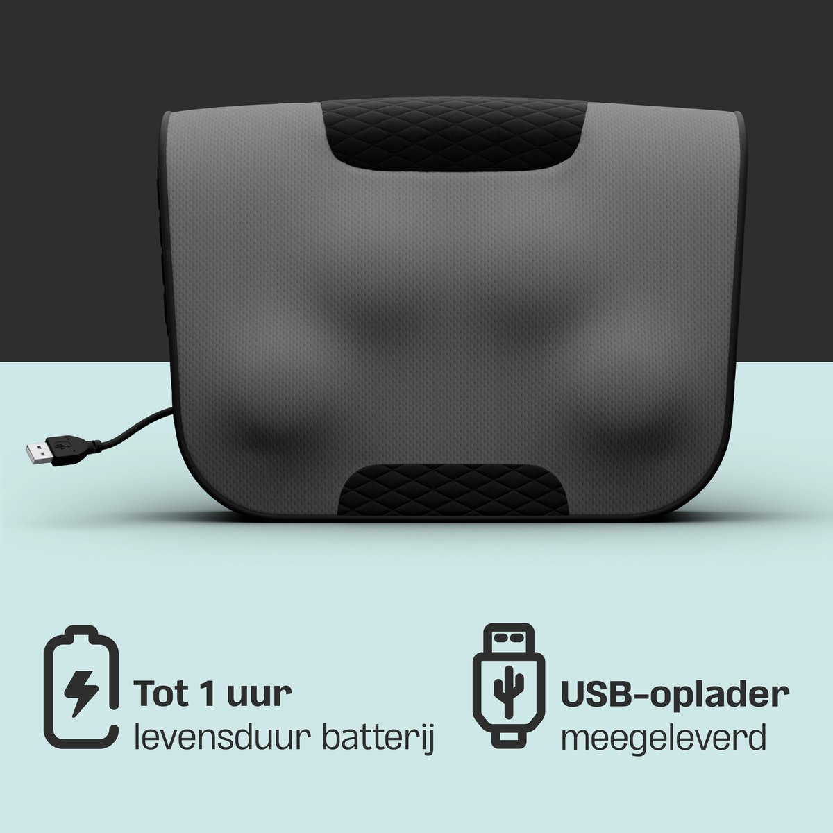 CozySense® Shiatsu Massagekussen - Elektrisch & Draadloos Massage Apparaat voor Nek en Rug - Warmtefunctie - Oplaadbaar - Ergonomisch - Zwart thumbnail 6
