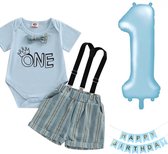 Eerste verjaardag kleding en decoratie set Birthday Boy 4-delig - 1 - eerste - verjaardag - kinderkleding - ballon - slinger