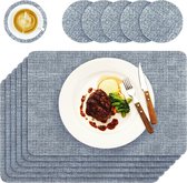 Placemats Veeg schoon Premium PU lederen placemat Set van 6 Placemats en onderzetters Hittebestendig Veeg schoon antislip placemats voor thuis keuken restaurant hotel, lichtblauw