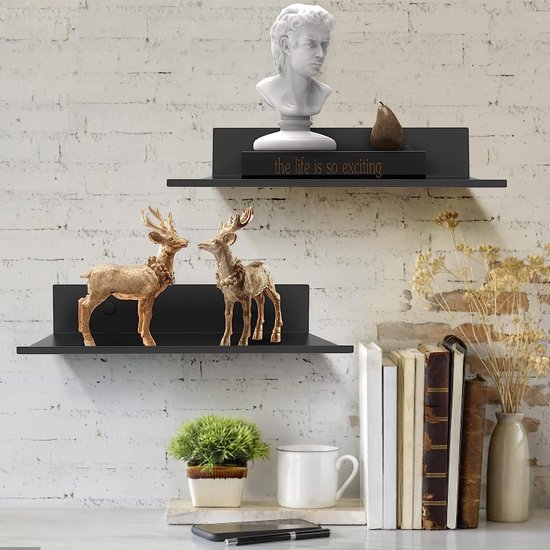 Herklotzn Lot De 2 éTagèRes D'angle Flottantes En Acrylique Pour Mural, éTagèRe De Douche, éTagèRes D'angle Suspendues, Affichage Mural (Noir