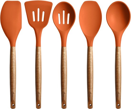 Ensemble de spatules et d'ustensiles de cuisine en bois d'acacias