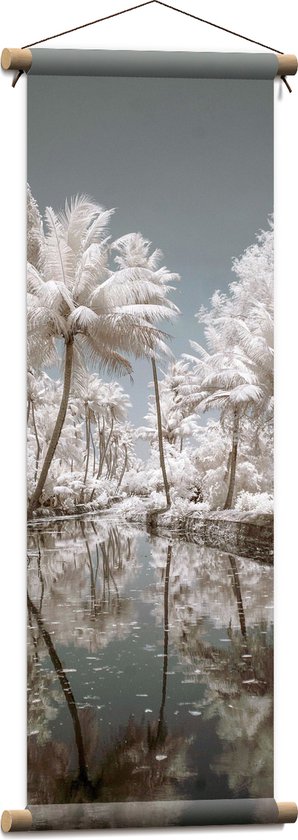 Textielposter - Water - Bomen -Bossen - Palmbomen - Tropisch - Wit - 30x90 cm Foto op Textiel