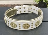 BESTIA "Maximus" collar white & gold Halsband (50 - 60 cm) L