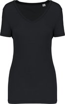 T-shirt Dames S Kariban V-hals Korte mouw Black 100% Lyocell
