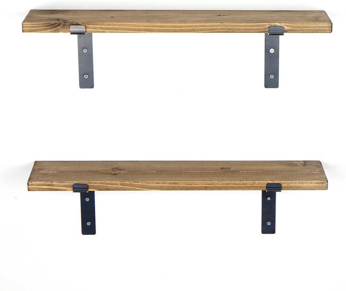 Skye Decor , Decoratieve houten wandplank, Lam004, Vurenhout, Zwart & Walnoot, 60 x 14 x 16 cm Staal;Hout