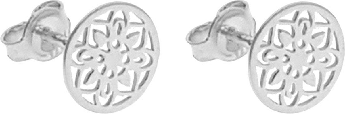 Studs Mandala Bloem Oorbellen Oorstekers Dames | 925 sterling zilver | 12 mm