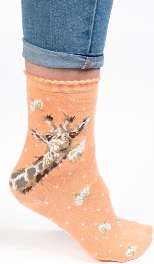Wrendale Sokken - Giraf - 'Flowers' Giraffe socks