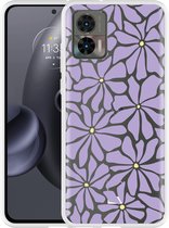 Cazy Hoesje geschikt voor Motorola Edge 30 Neo Abstracte Paarse Bloemen
