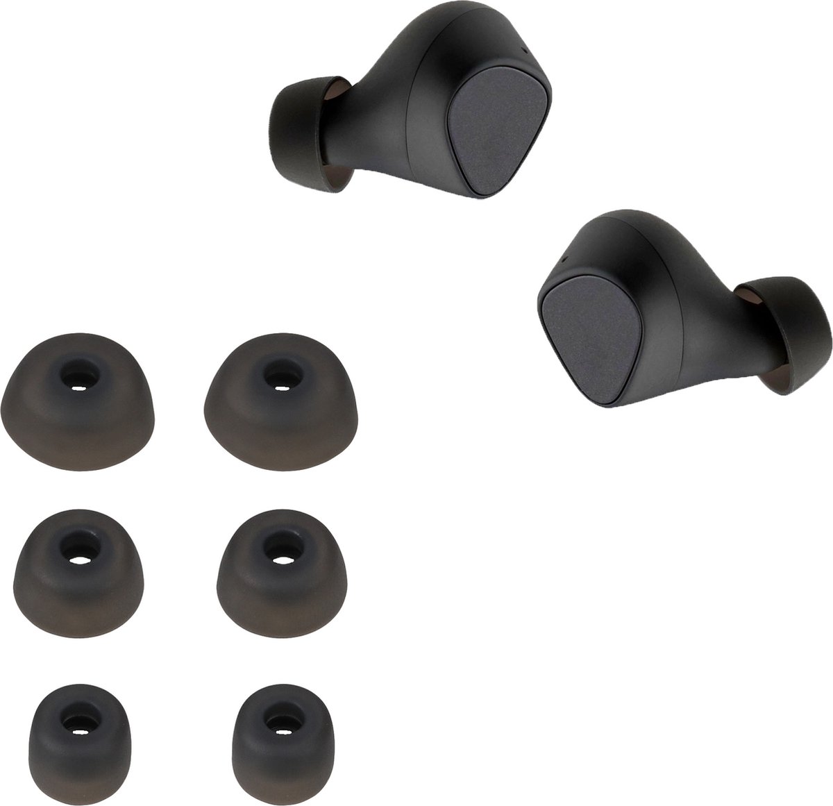 kwmobile 6x cover voor in-ear oortjes voor Jabra Elite 3 - Vervangende oordopjes van siliconen in zwart - 3 maten