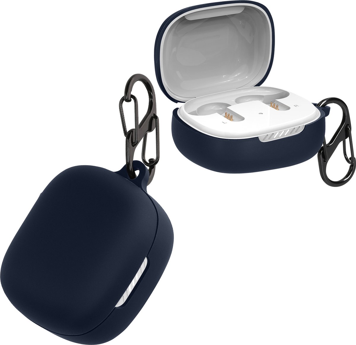 kwmobile cover voor oordopjes case - geschikt voor JBL Live Pro 2 TWS - Trendy beschermhoes draadloze oordopjes in donkerblauw