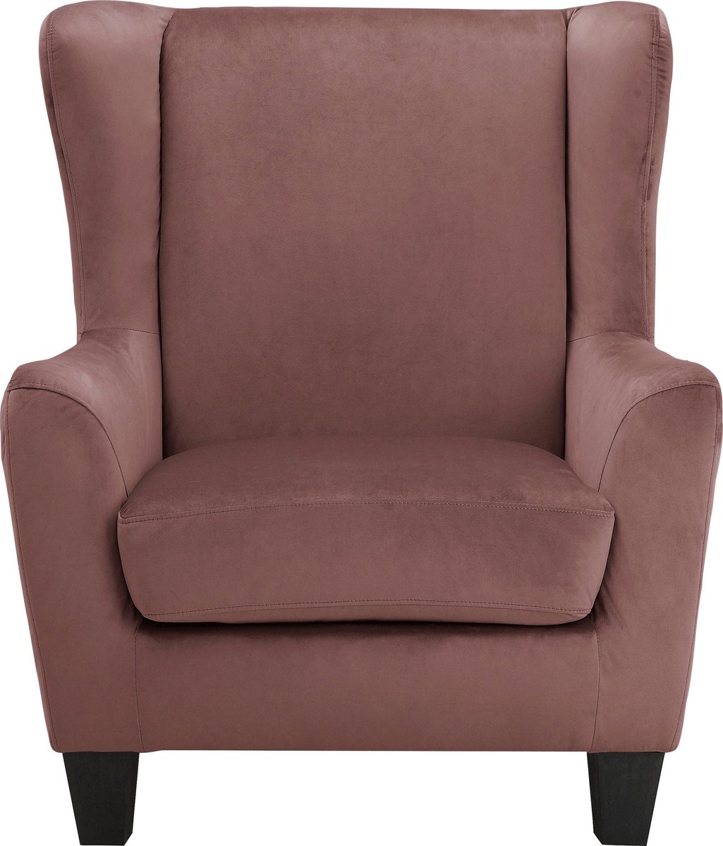 Notio Living Zhili - Gestoffeerde Accent Stoel met Kruk in Fluweel Roos (101 x 84 x 84 cm) Roze
