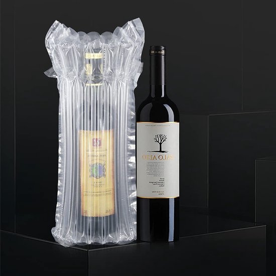 20 stuks wijnflesbeschermers en opblaasbare luchtkolomzakken, wijnflesbeschermer, bubbelzakken voor het verpakken en veilig vervoeren van glazen flessen - Global Goods