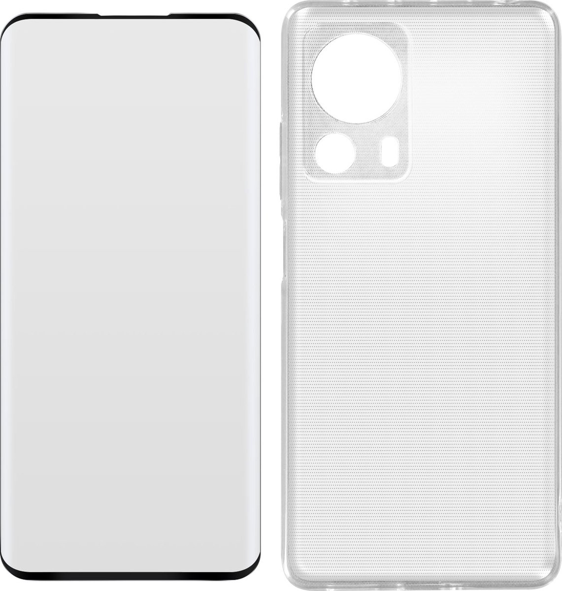 Siliconen Hoes + Gehard Glas 9H geschikt voor Xiaomi 13 Lite zwart