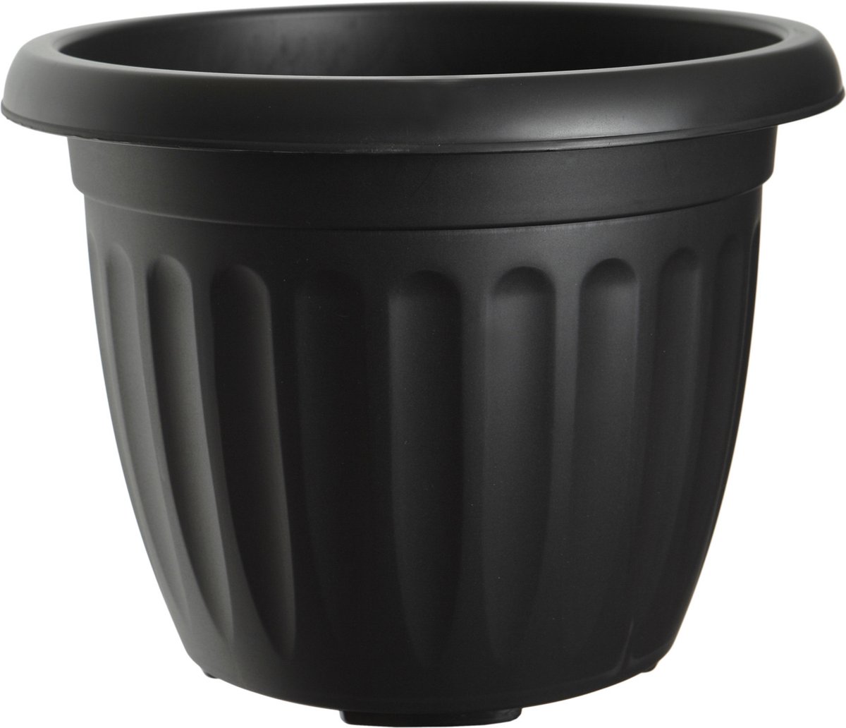 Whitefurze Buiten plantenpot/bloempot/planter - zwart - kunststof - D30 x H22 cm