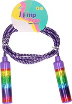 Kids Fun Springtouw speelgoed Rainbow glitters - paars - 210 cm - buitenspeelgoed