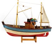 Vissersboot schaalmodel met LED licht - Hout - 23 cm - Maritieme boten decoraties voor binnen