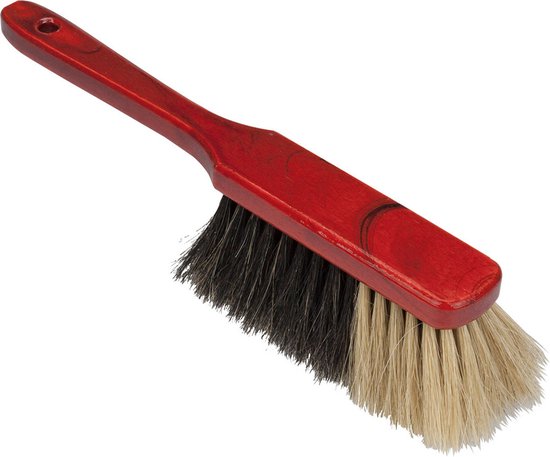 Buemag Houten zachte stoffer/handveger - voor binnen - 30 cm - mahonie gelakt - ophang oog - schoonmaak borstel