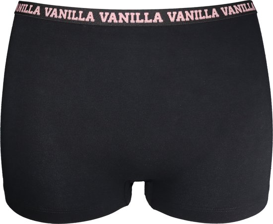 Vanilla - Dames boxershort, Ondergoed dames, Lingerie - 6 stuks - Egyptisch katoen - Zwart - M - Vanilla