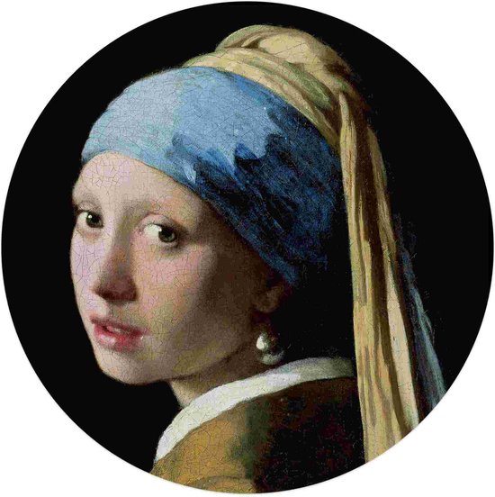 Glasschilderij Vermeer Meisje met de parel Ø 70 cm