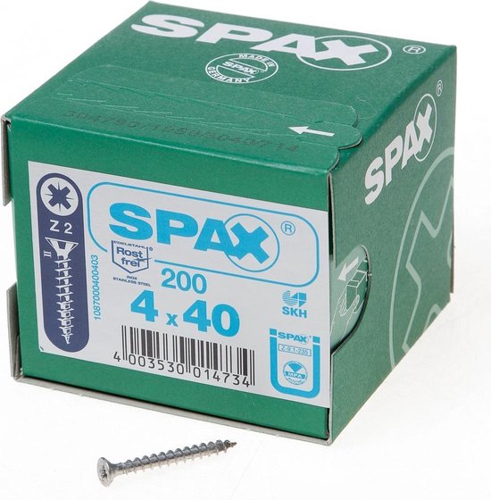 Spax Spaanplaatschroef RVS PK 4.0 x 40 (200) - Spax