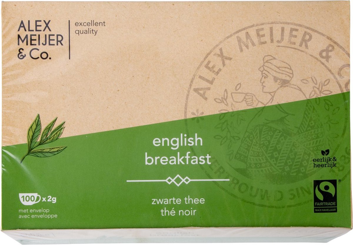 Engelse Melange Grote displaydoos 100 Theezakjes 2 gram Alex Meijer