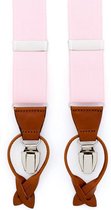 Hein Strijker Roze bretels met luxe leren afwerking in de kleur bruin