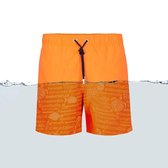 Ramatuelle Zwembroek Jongens - Magic print Zwembroek   - Print wordt zichtbaar zodra de stof nat wordt. - Maat 92 - Kleur  Oranje / Fluor Orange
