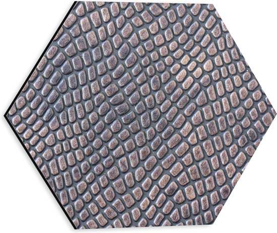 Dibond Hexagon - Patroon van Grijs Reliëf - 30x26.1 cm Foto op Hexagon (Met Ophangsysteem)