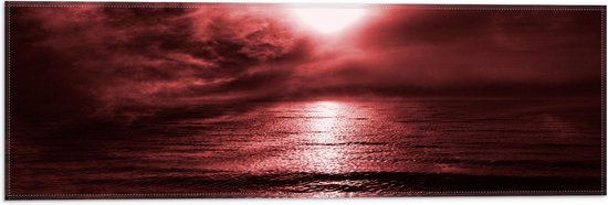 Vlag - Rode Gloed in de Lucht boven Kalme Zee - 60x20 cm Foto op