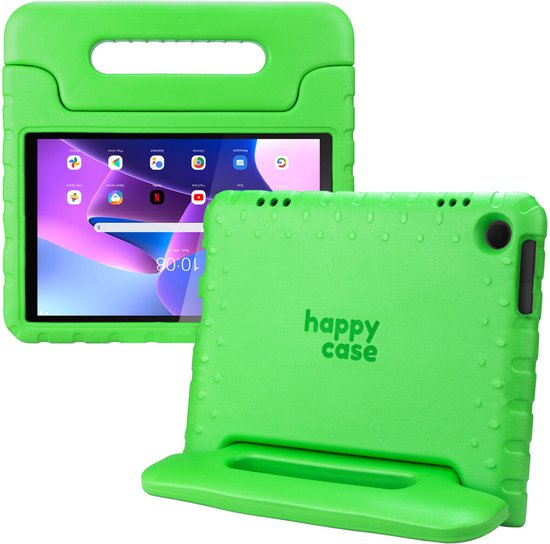 HappyCase Kinder Tablethoes Geschikt voor Lenovo Tab M10 Gen 3 (10.1) | Kindvriendelijke Hoes | Beschemhoes | Kinderhoes | met Handvat en Standaard | Groen