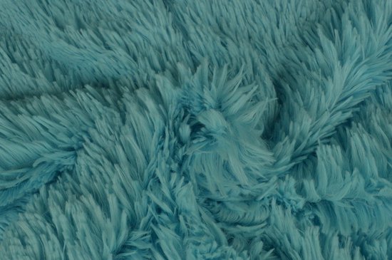 10 mètres de tissu fourrure - Poils longs - Bleu Aqua - Tissu peluche op  rol | bol