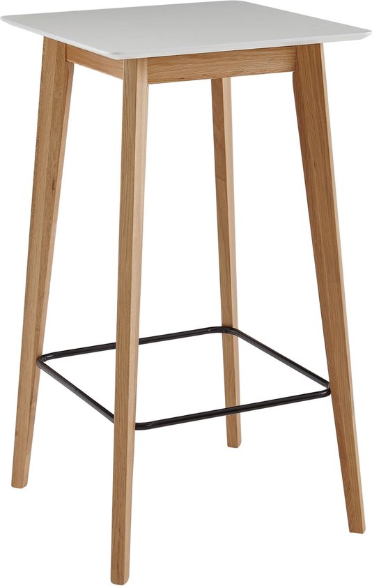 Rootz Table - Bartafel voor 4 personen - Modern Design - Houten Feesttafel - Scandinavische Eiken Hoge Tafel - Wit Vierkant - 60x110x60cm