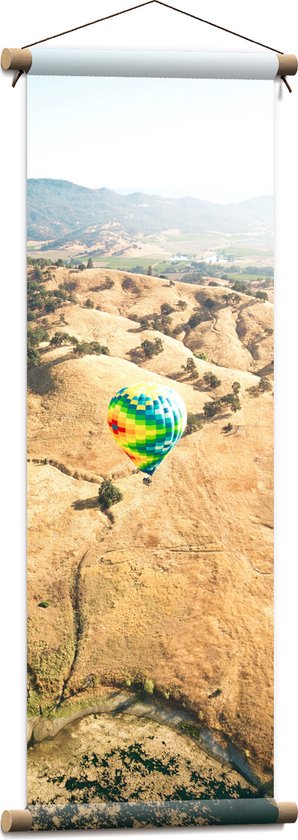 Textielposter - Bergen - Luchtballon - Water - Bomen - 30x90 cm Foto op Textiel