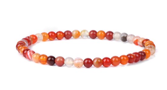 Bixorp Gems Bracelet en pierres précieuses d'agate de feu 4 mm - Bracelets de perles de pierres précieuses - Cadeau spirituel - 18 cm