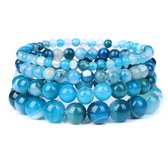 Bixorp Gems Malachietblauwe Botswana Agaat Edelsteen Armbanden set 4mm + 6mm + 8mm + 10mm - Edelstenen Armbanden Bundel Cadeau