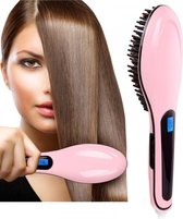 Elektrische LCD-haarborstel - Hot Comb - Haarborstel Elektrische haarstylingborstel - roze